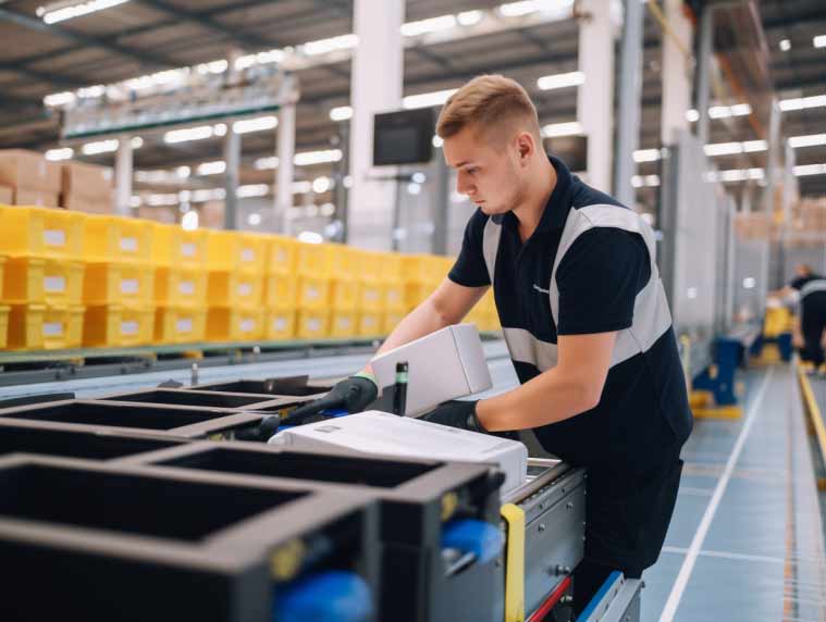 Worker takes over incoming goods inspection 